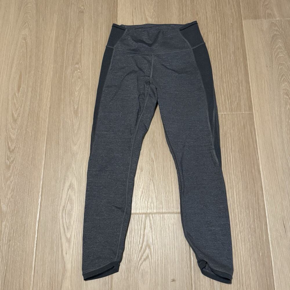 Lululemon Leggings Womens 8 Gray Black Stretch Featherlight Tight High Rise